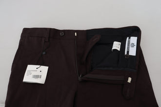 Brown Cotton Tapered Formal Men Pants BENCIVENGA