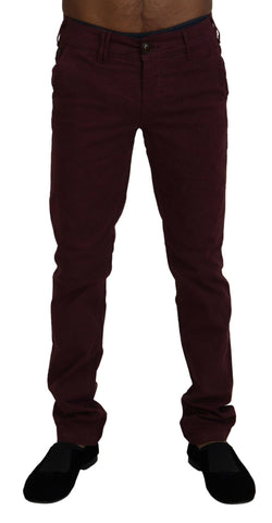 Maroon Cotton Stretch Skinny Casual Men Pants CYCLE