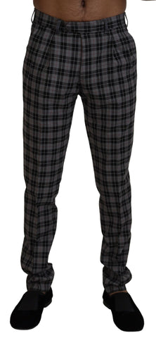 Gray Checkered Slim Fit Men Pants BENCIVENGA