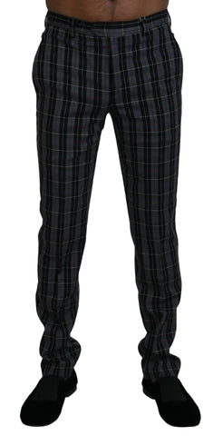 Gray Checkered Slim Fit Men Pants BENCIVENGA