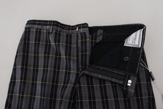Gray Checkered Slim Fit Men Pants BENCIVENGA