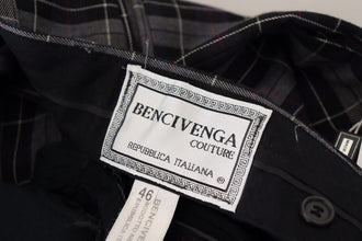 Gray Checkered Slim Fit Men Pants BENCIVENGA