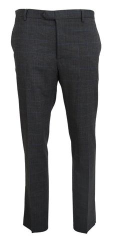Gray Checkered Wool Dress Formal Pants BENCIVENGA