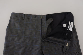 Gray Checkered Wool Dress Formal Pants BENCIVENGA