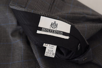 Gray Checkered Wool Dress Formal Pants BENCIVENGA
