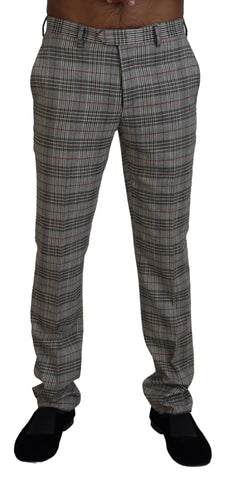 Gray Checkered Skinny Men Pants BENCIVENGA