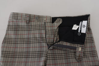 Gray Checkered Skinny Men Pants BENCIVENGA
