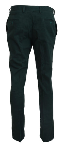 Dark Green Cotton Skinny Men Pants BENCIVENGA