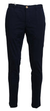 Dark Blue Cotton Skinny Men Pants Domenico Tagliente