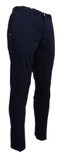 Dark Blue Cotton Skinny Men Pants Domenico Tagliente