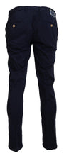 Dark Blue Cotton Skinny Men Pants Domenico Tagliente