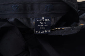 Dark Blue Cotton Skinny Men Pants Domenico Tagliente