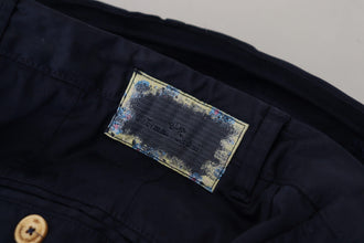 Dark Blue Cotton Skinny Men Pants Domenico Tagliente