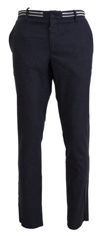 Black Polyester Tapered Dress Pants Domenico Tagliente