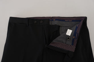 Black Polyester Tapered Dress Pants Domenico Tagliente