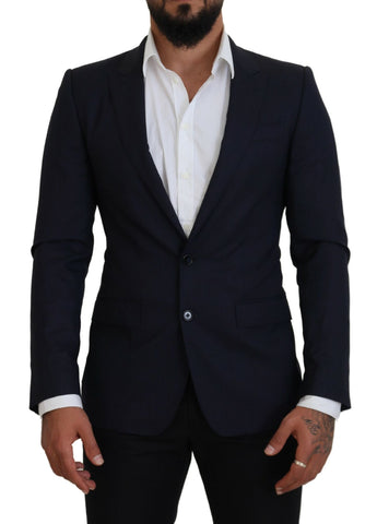 Blue Wool Slim Fit Formal Coat Blazer Dolce & Gabbana