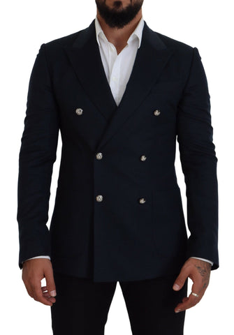 Blue Double Breasted Formal Coat Blazer Dolce & Gabbana