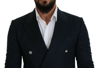 Blue Double Breasted Formal Coat Blazer Dolce & Gabbana