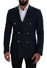 Blue Double Breasted Formal Coat Blazer Dolce & Gabbana