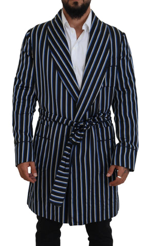 Black Blue Martini Printed Lining Robe Dolce & Gabbana