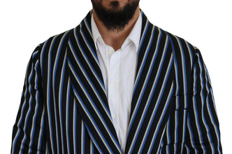 Black Blue Martini Printed Lining Robe Dolce & Gabbana