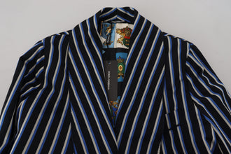 Black Blue Martini Printed Lining Robe Dolce & Gabbana