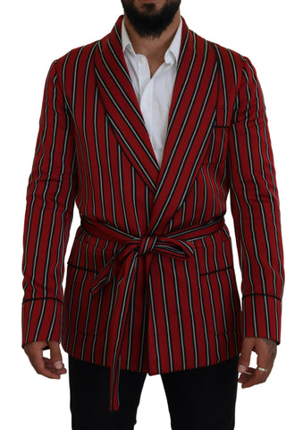 Red Striped Martini Printed Lining Robe Dolce & Gabbana