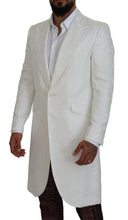 White Floral Brocade Trench Coat Jacket Dolce & Gabbana
