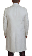 White Floral Brocade Trench Coat Jacket Dolce & Gabbana