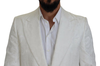 White Floral Brocade Trench Coat Jacket Dolce & Gabbana