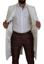 White Floral Brocade Trench Coat Jacket Dolce & Gabbana