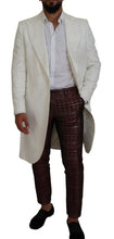 White Floral Brocade Trench Coat Jacket Dolce & Gabbana