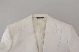 White Floral Brocade Trench Coat Jacket Dolce & Gabbana