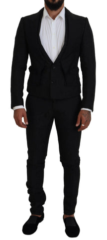 Black Polyester Men 2 Piece MARTINI Suit Dolce & Gabbana