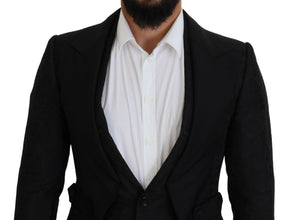 Black Polyester Men 2 Piece MARTINI Suit Dolce & Gabbana