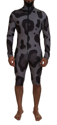 Gray Patterned Polyester Wetsuit Swimwear Dolce & Gabbana