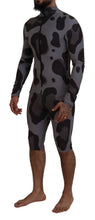 Gray Patterned Polyester Wetsuit Swimwear Dolce & Gabbana