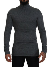 Dark Gray Nylon Turtleneck Pullover Sweater Dolce & Gabbana