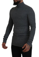 Dark Gray Nylon Turtleneck Pullover Sweater Dolce & Gabbana