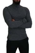 Dark Gray Nylon Turtleneck Pullover Sweater Dolce & Gabbana