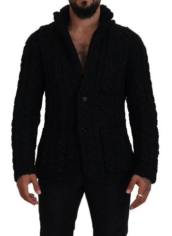 Black Wool Knit Button Cardigan Sweater Dolce & Gabbana