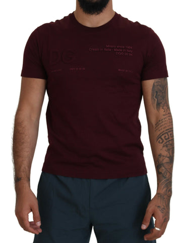 Maroon Printed Short Sleeves Men T-shirt Dolce & Gabbana