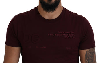 Maroon Printed Short Sleeves Men T-shirt Dolce & Gabbana