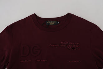 Maroon Printed Short Sleeves Men T-shirt Dolce & Gabbana