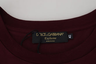 Maroon Printed Short Sleeves Men T-shirt Dolce & Gabbana