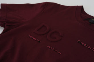 Maroon Printed Short Sleeves Men T-shirt Dolce & Gabbana