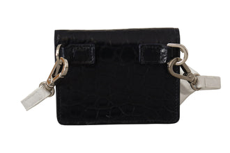 Blue White Caiman Leather Strap Card Holder Wallet Dolce & Gabbana