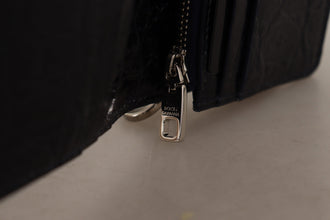 Blue White Caiman Leather Strap Card Holder Wallet Dolce & Gabbana