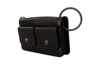 Black Leather Wristlet Mini Bag Card Bill Wallet Dolce & Gabbana