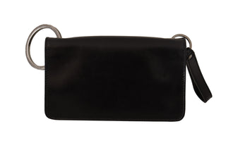 Black Leather Wristlet Mini Bag Card Bill Wallet Dolce & Gabbana